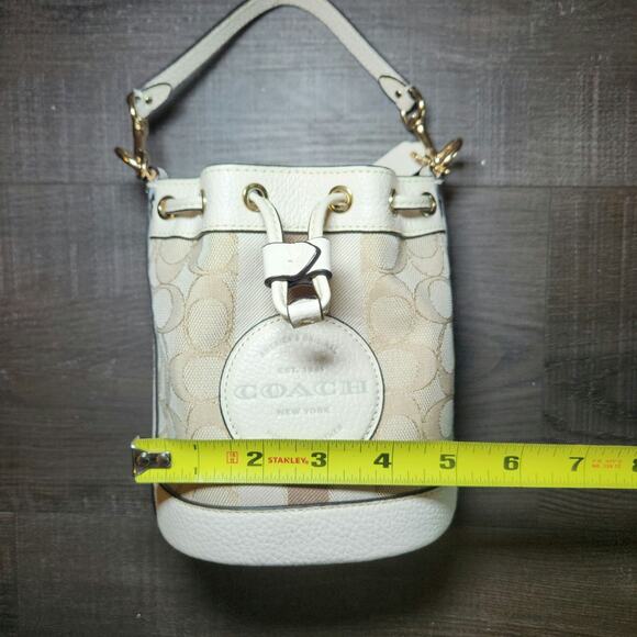 Coach Mini Dempsey Bucket Bag in Signature Jacquard with Stripe and Coach Patch - Picture 15 of 16